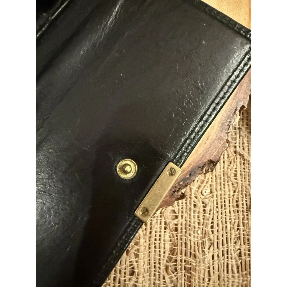 COACH Vintage Lexington Small Smooth Black Leather Tri Fold Clutch Wallet